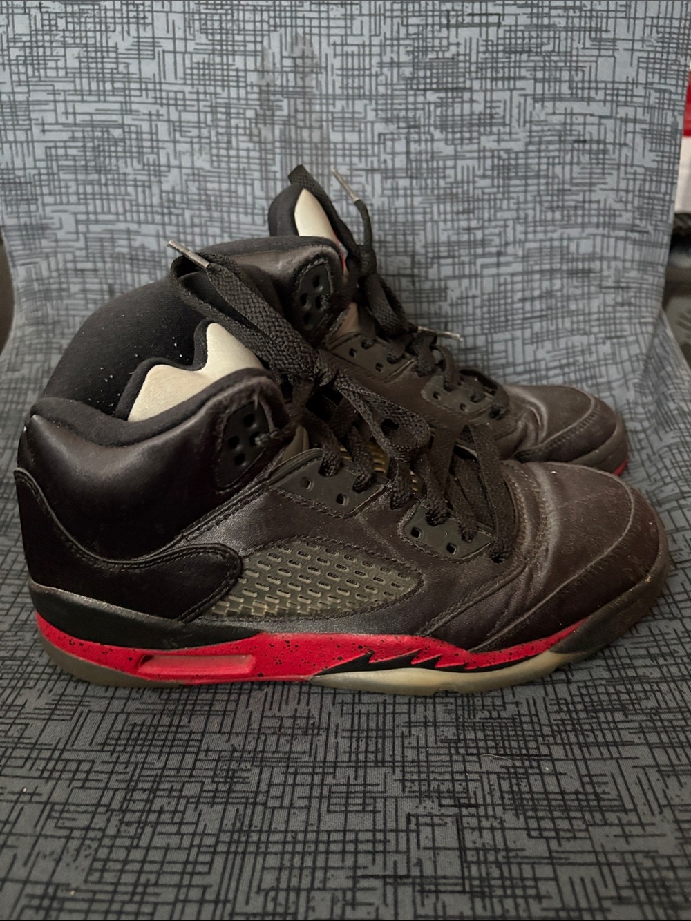 Size 3Y Nike Air Jordan 5 Retro Satin Bred Black Red Sneakers Shoes
